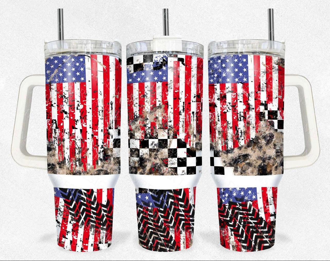 40 Oz American/Checkered
