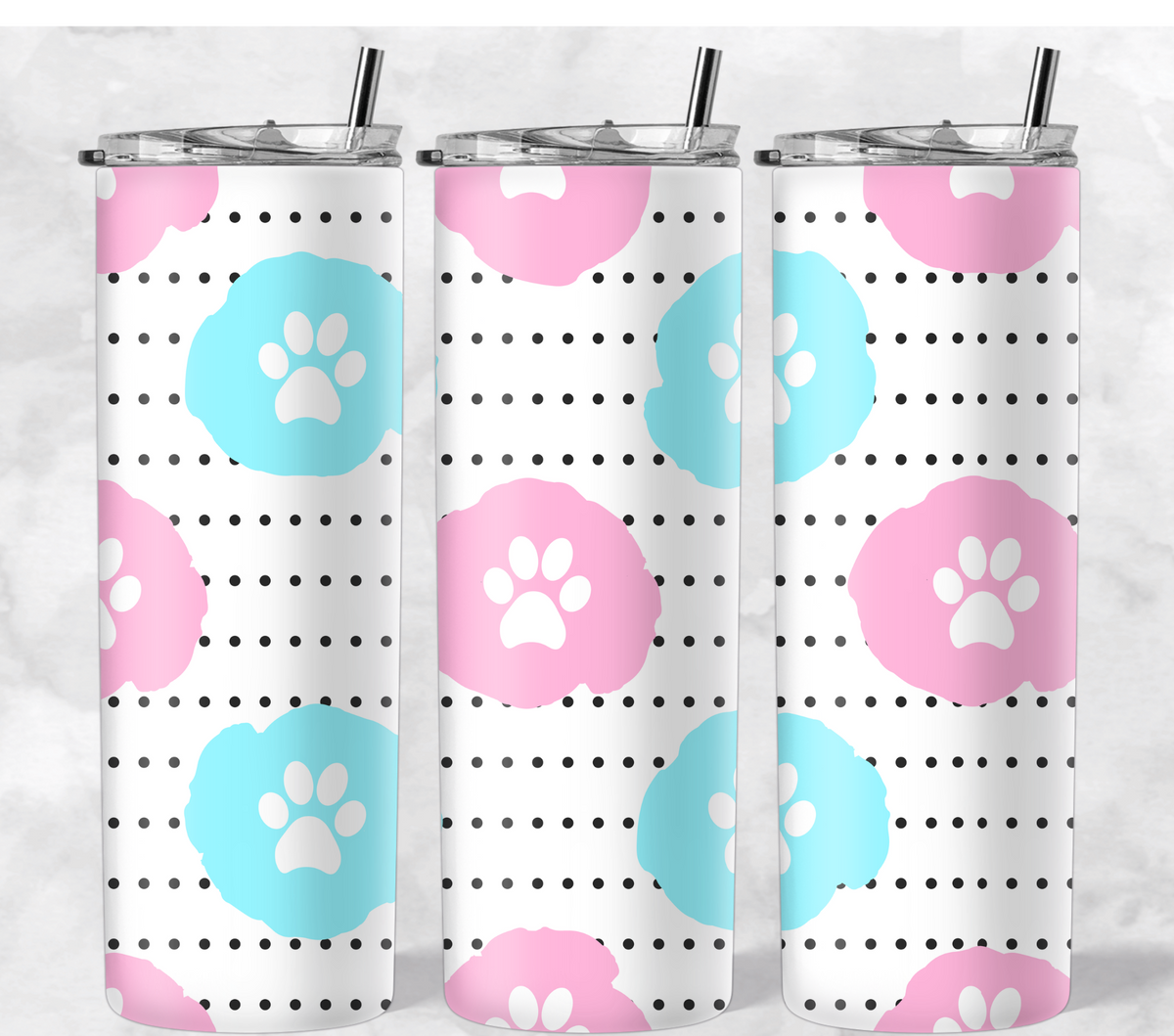 Paw Prints Blue and Pink
