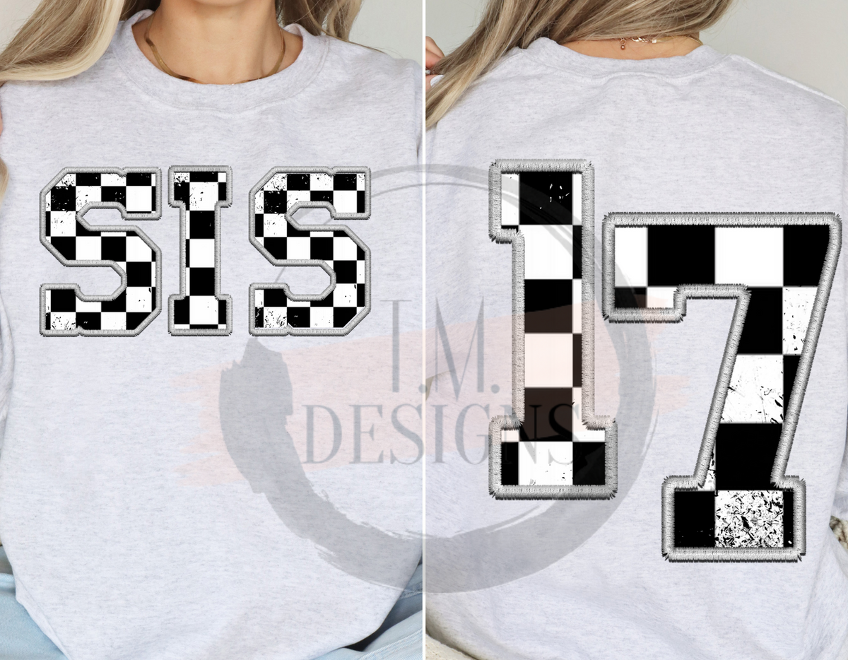 SIS Checkered Faux Embroidery