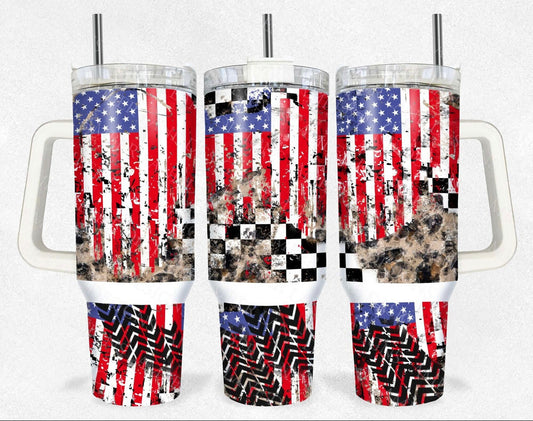 40 Oz American/Checkered