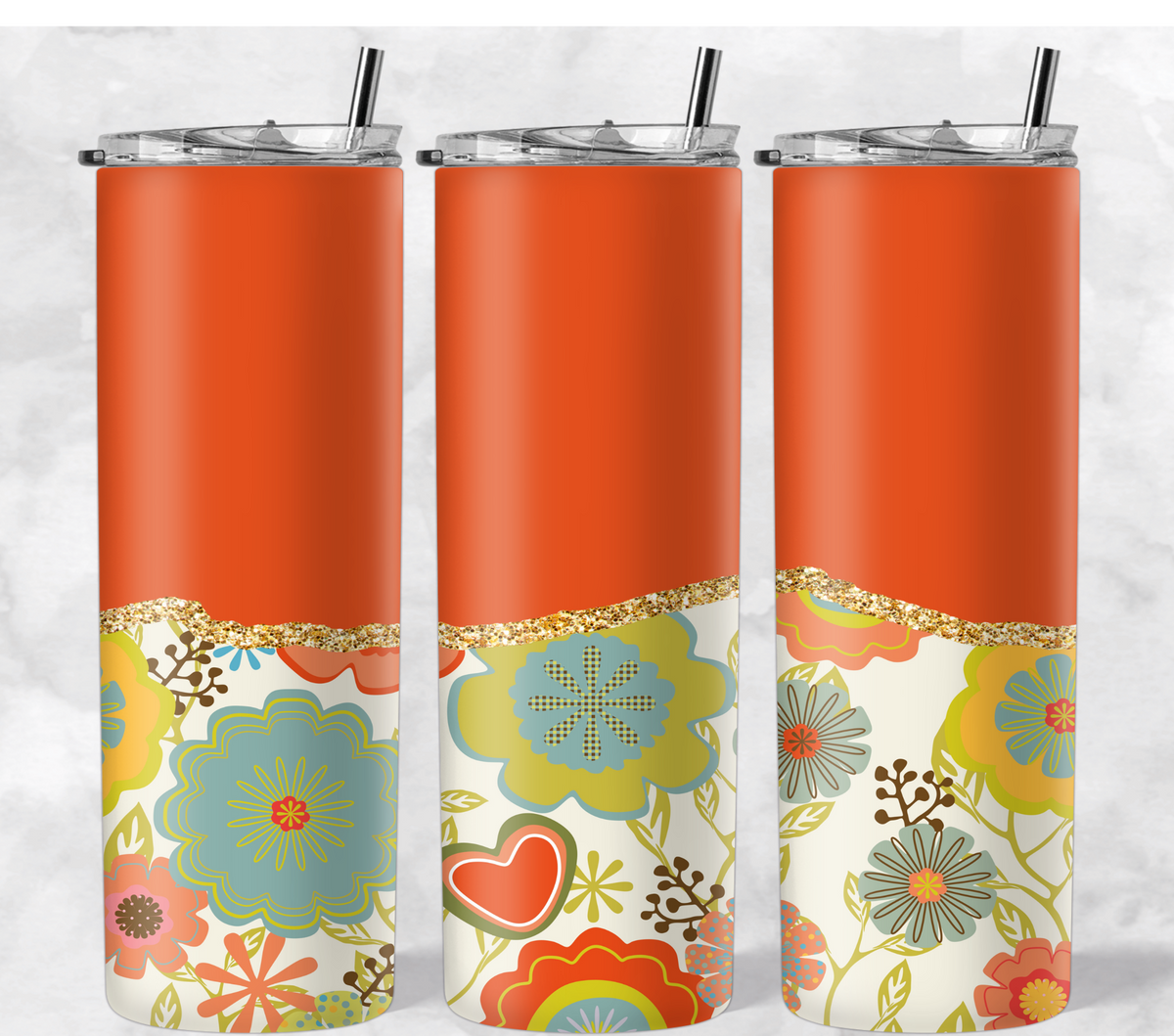 Orange Half Floral